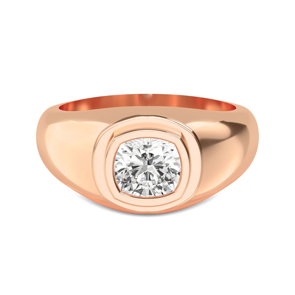 9k Rose Gold Cushion Cut Lab Grown Diamond Mens Band 1.56 ctw R57377SCU-1.50CT