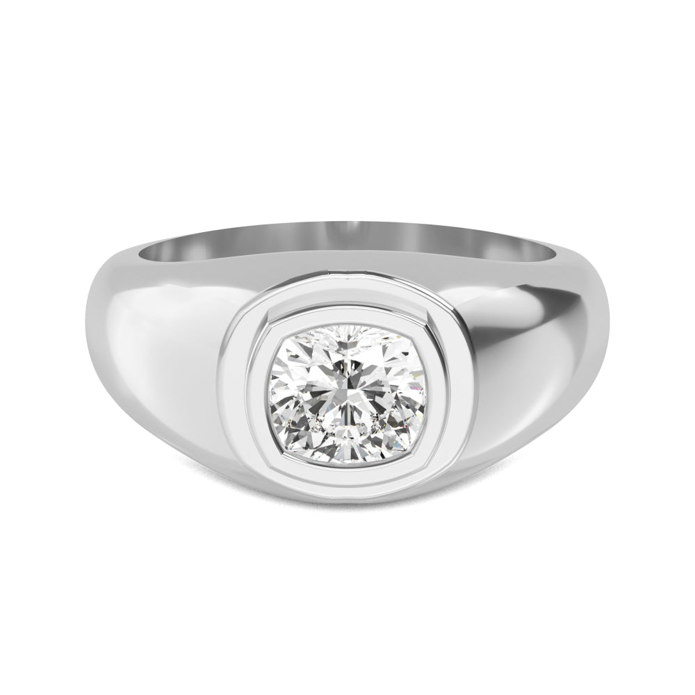 9k White Gold Cushion Cut Lab Grown Diamond Mens Band 1.56 ctw R57377SCU-1.50CT