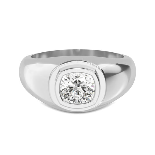 9k White Gold Cushion Cut Lab Grown Diamond Mens Band 1.56 ctw R57377SCU-1.50CT