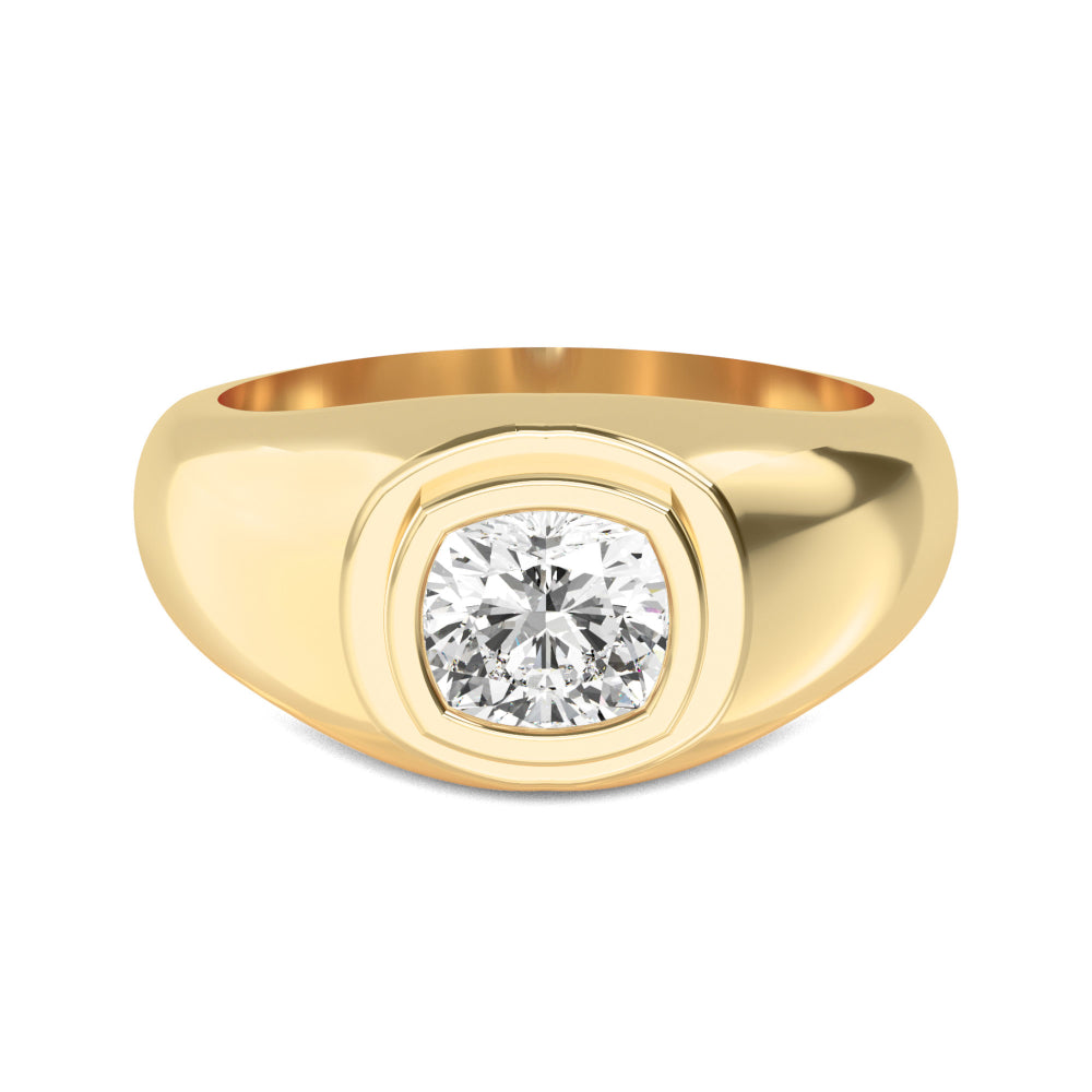 9K Yellow Gold Cushion Cut Lab Grown Diamond Mens Band 1.56 ctw R57377SCU-1.50CT
