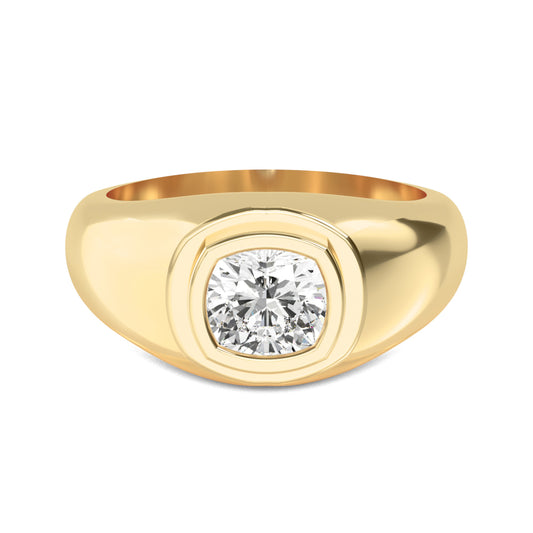 9K Yellow Gold Cushion Cut Lab Grown Diamond Mens Band 1.56 ctw R57377SCU-1.50CT