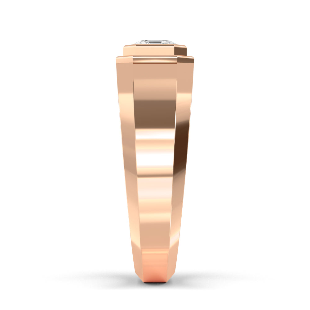 9k Rose Gold Asscher Cut Lab Grown Diamond Mens Band 1.05 ctw R57381ASS-1