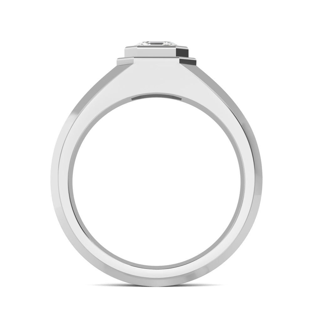 9k White Gold Asscher Cut Lab Grown Diamond Mens Band 1.05 ctw R57381ASS-1