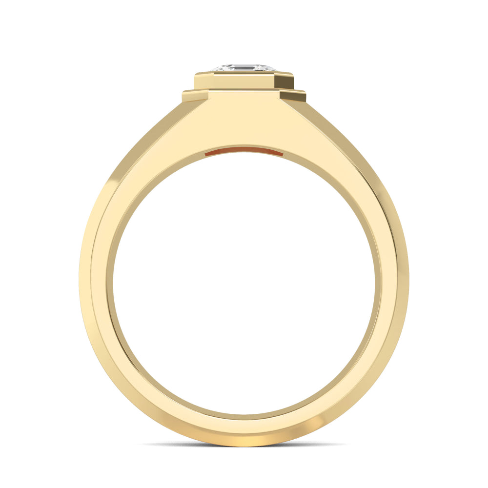 9K Yellow Gold Asscher Cut Lab Grown Diamond Mens Band 1.05 ctw R57381ASS-1