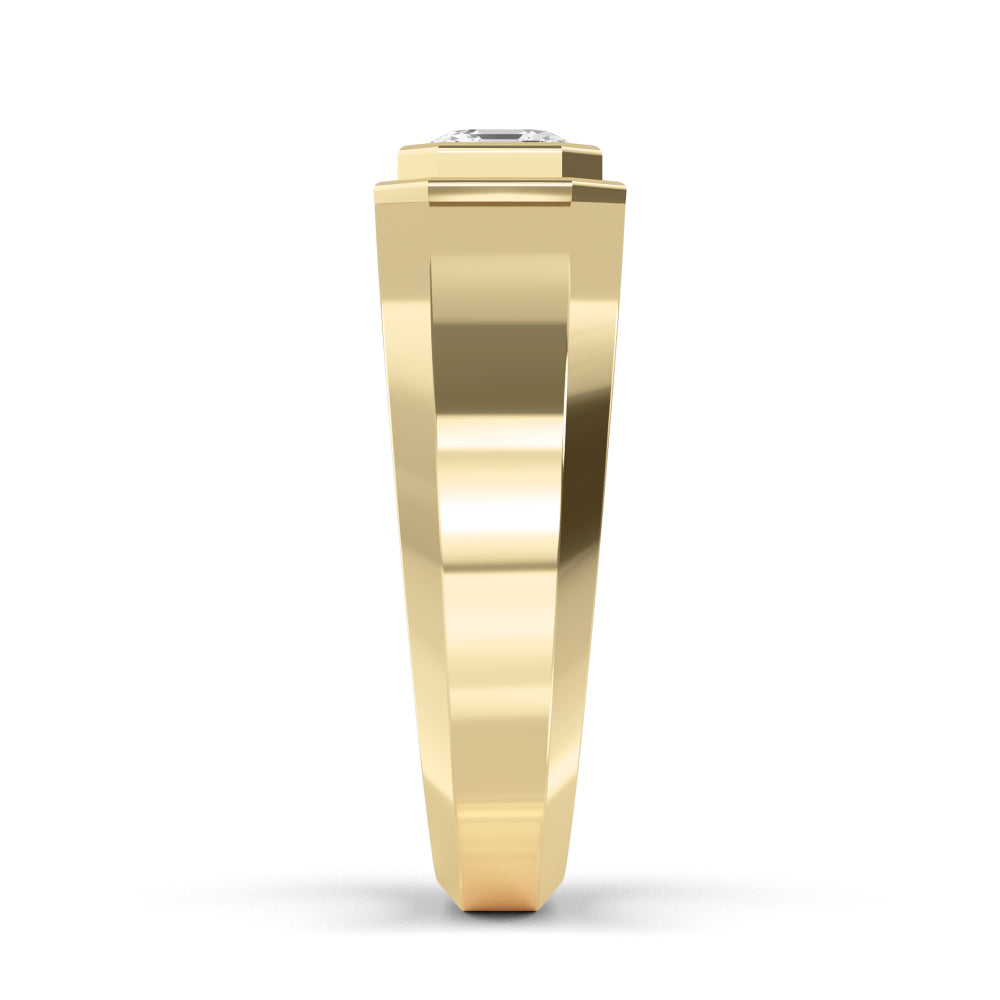 9K Yellow Gold Asscher Cut Lab Grown Diamond Mens Band 1.05 ctw R57381ASS-1