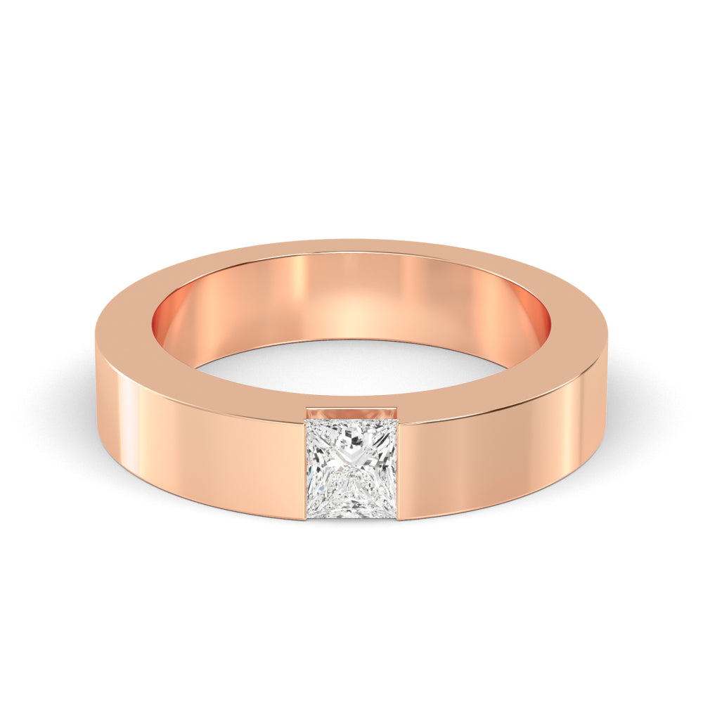 9k Rose Gold Princess Cut Lab Grown Diamond Mens Band 0.62 ctw R57382