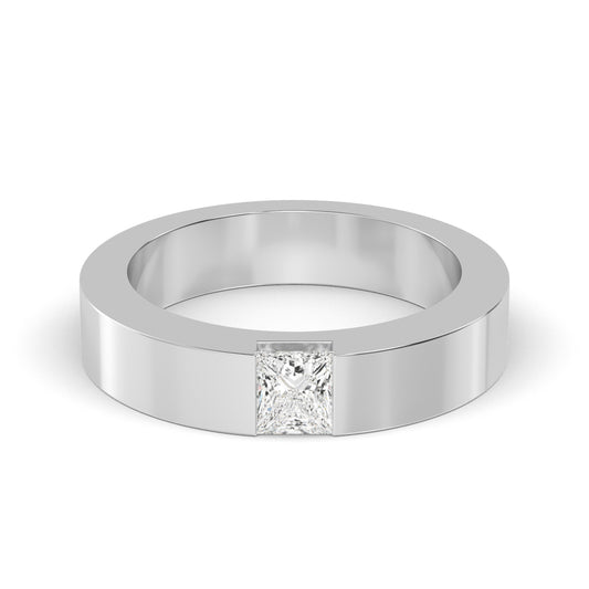 9k White Gold Princess Cut Lab Grown Diamond Mens Band 0.62 ctw R57382