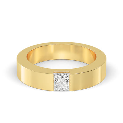 9K Yellow Gold Princess Cut Lab Grown Diamond Mens Band 0.62 ctw R57382