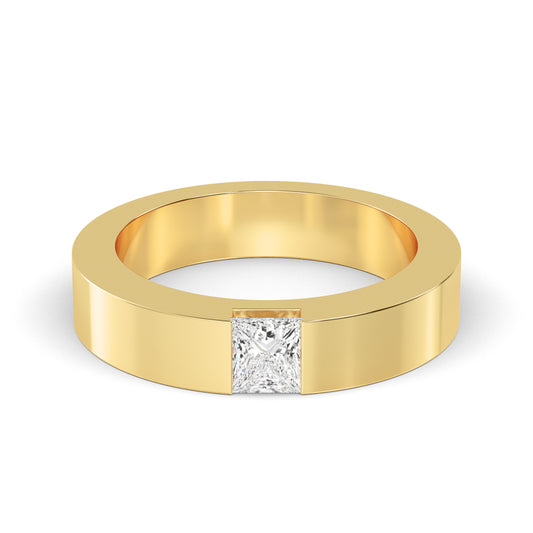 9K Yellow Gold Princess Cut Lab Grown Diamond Mens Band 0.62 ctw R57382
