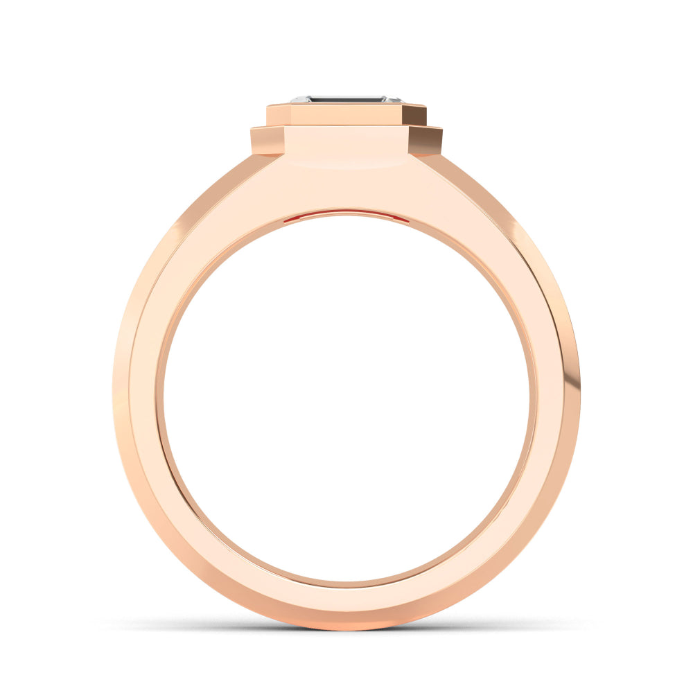 9k Rose Gold Emerald Cut Lab Grown Diamond Mens Band 1 ctw R57383