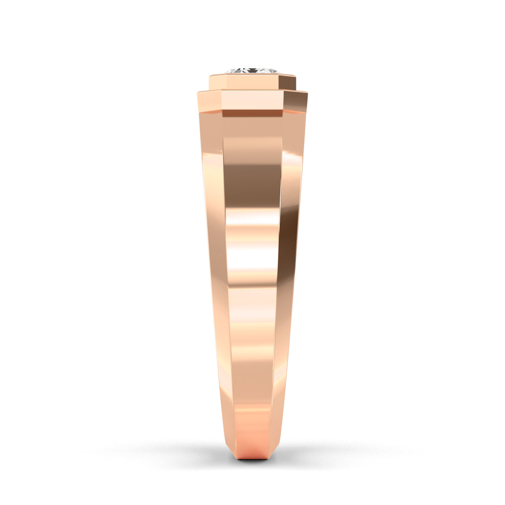 9k Rose Gold Emerald Cut Lab Grown Diamond Mens Band 1 ctw R57383