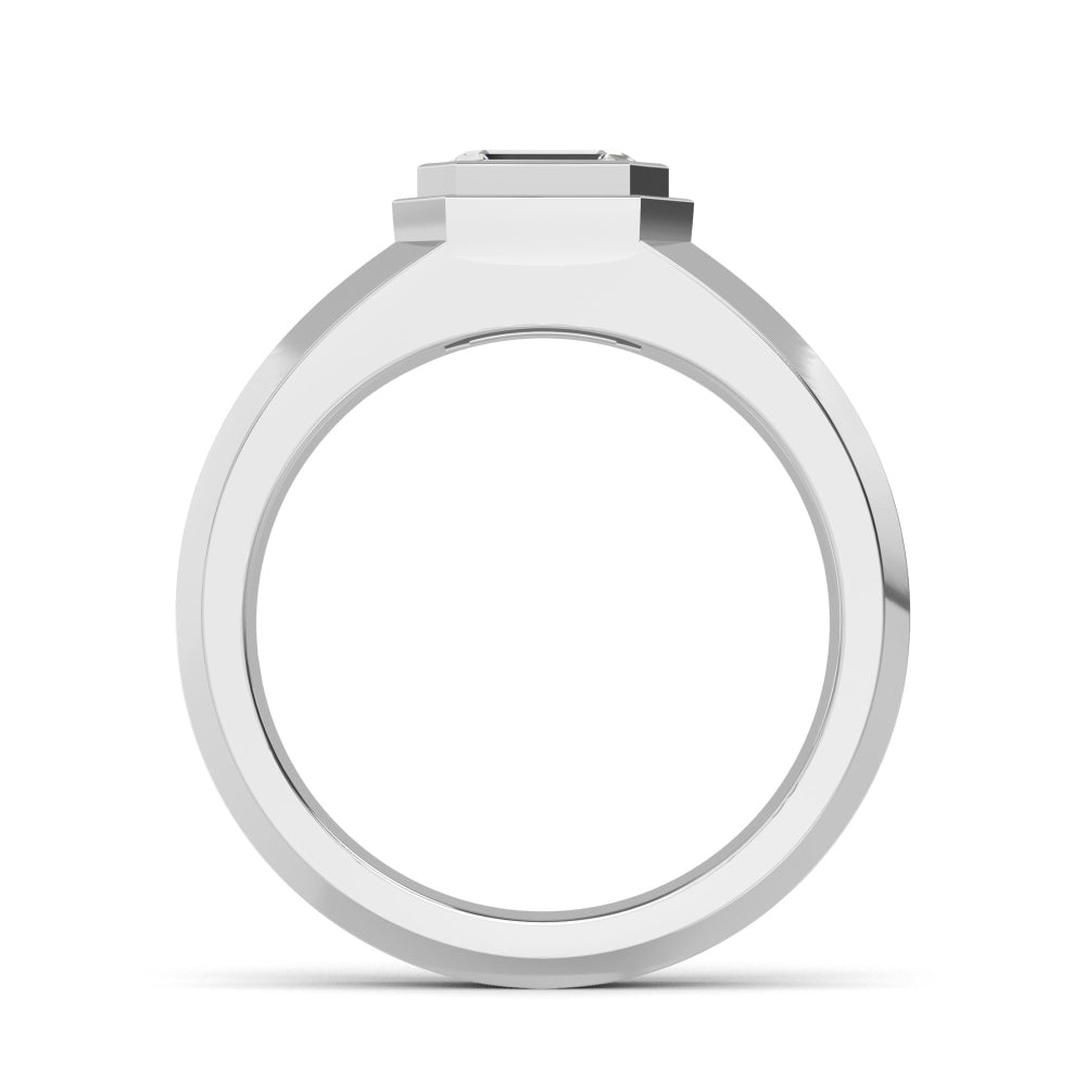 9k White Gold Emerald Cut Lab Grown Diamond Mens Band 1 ctw R57383