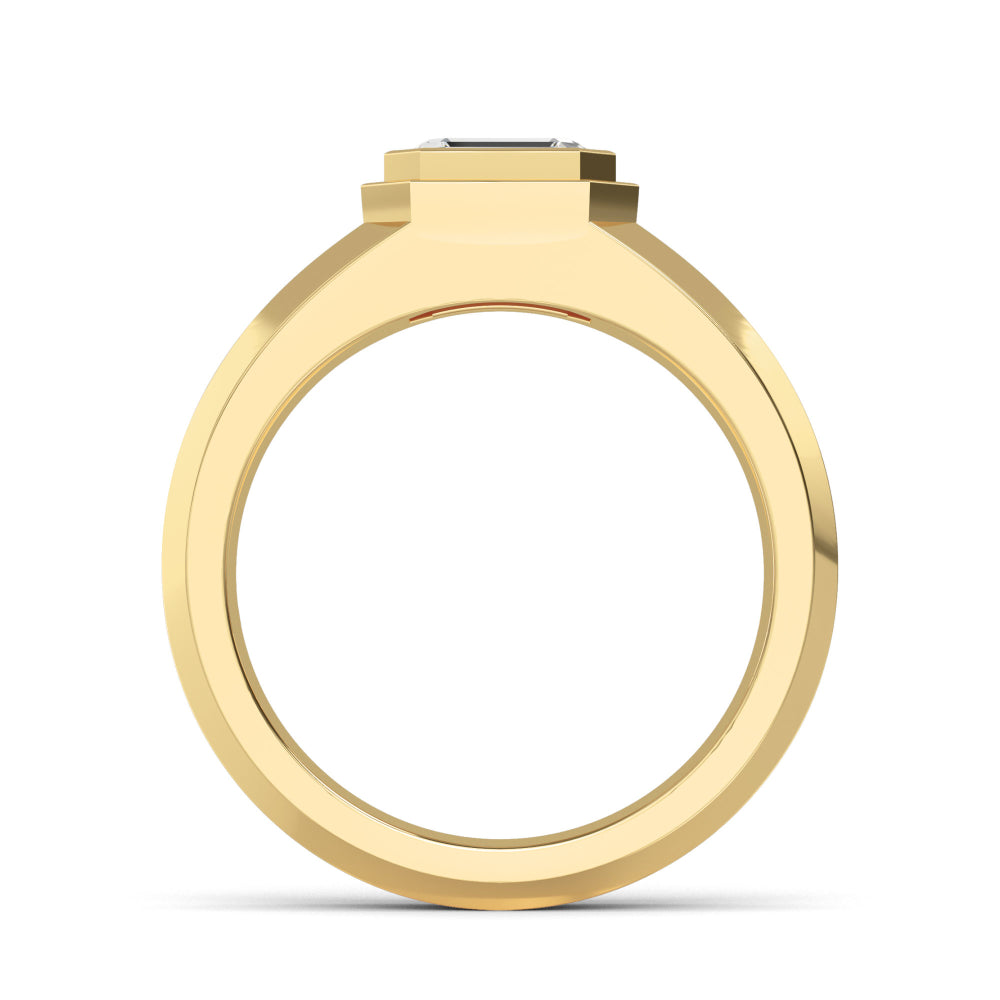 9K Yellow Gold Emerald Cut Lab Grown Diamond Mens Band 1 ctw R57383