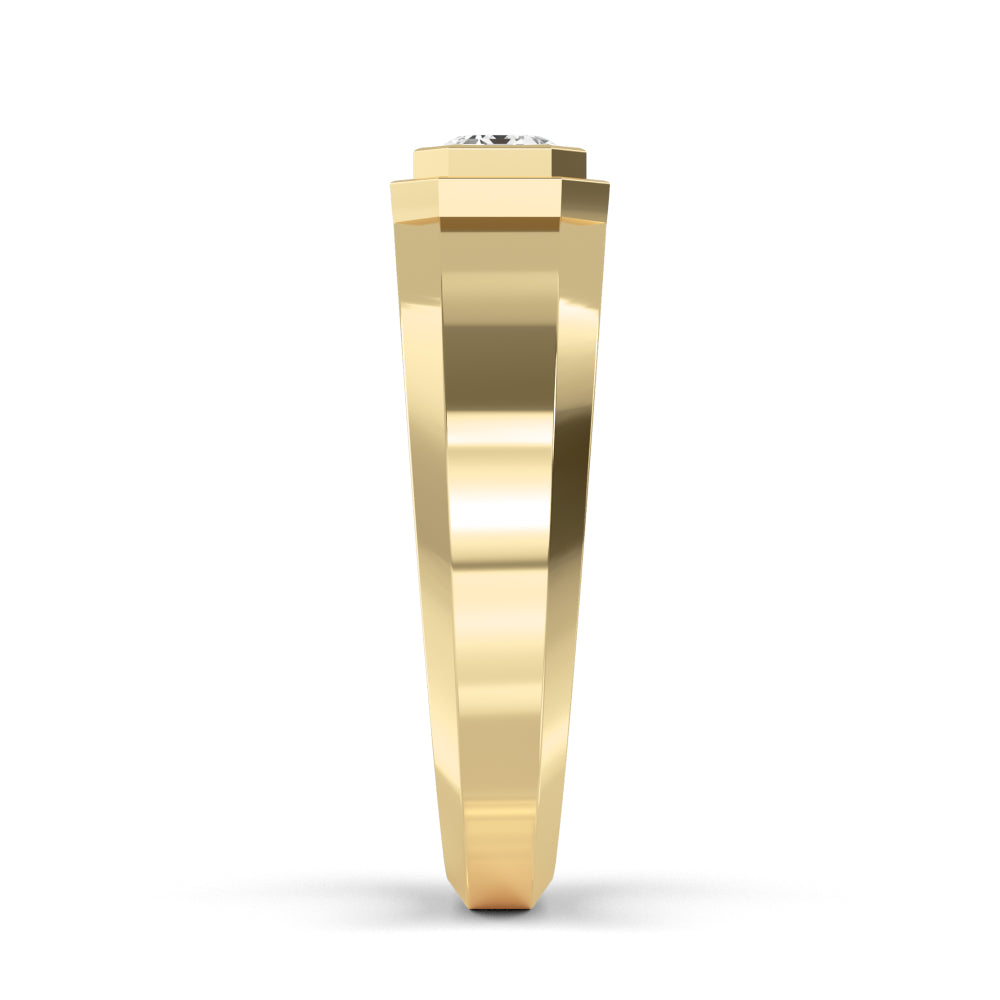 9K Yellow Gold Emerald Cut Lab Grown Diamond Mens Band 1 ctw R57383