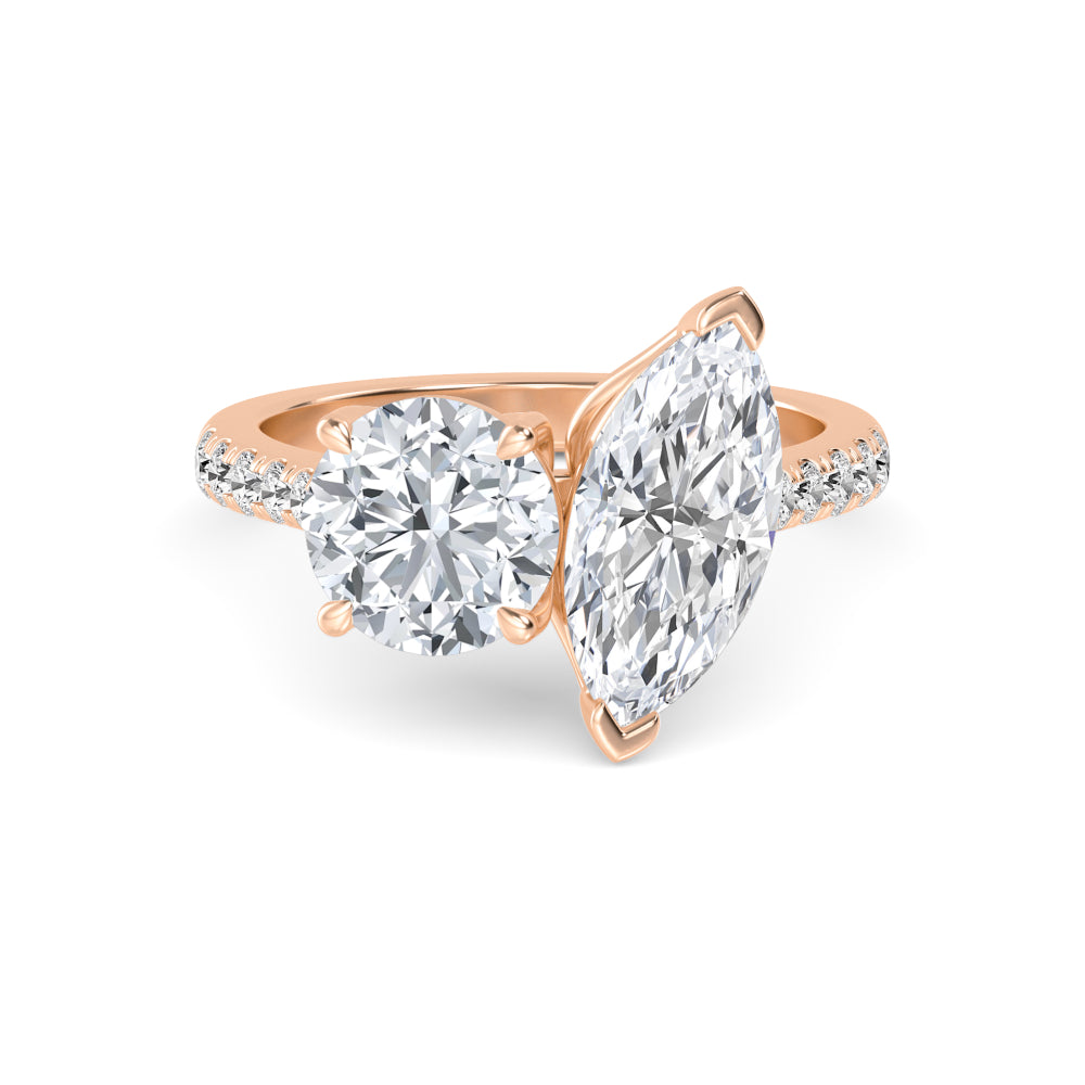 10K Rose Gold Lab Grown Diamond Toi Et Moi Rings 2 ctw R60374RDMQ-2