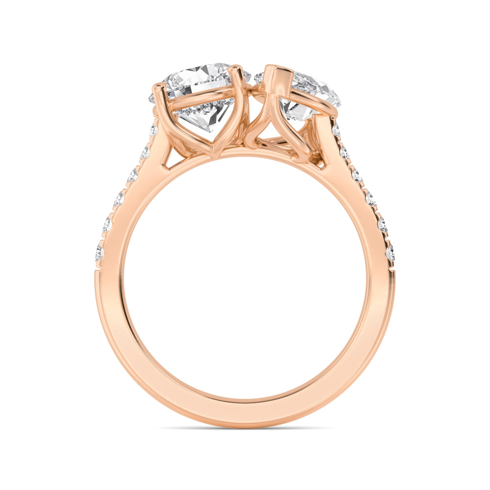 10K Rose Gold Lab Grown Diamond Toi Et Moi Rings 2 ctw R60374RDMQ-2