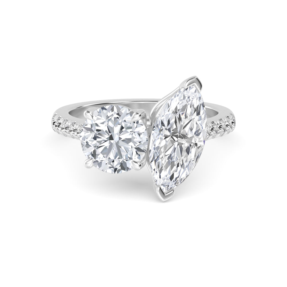 10K White Gold Lab Grown Diamond Toi Et Moi Rings 2 ctw R60374RDMQ-2