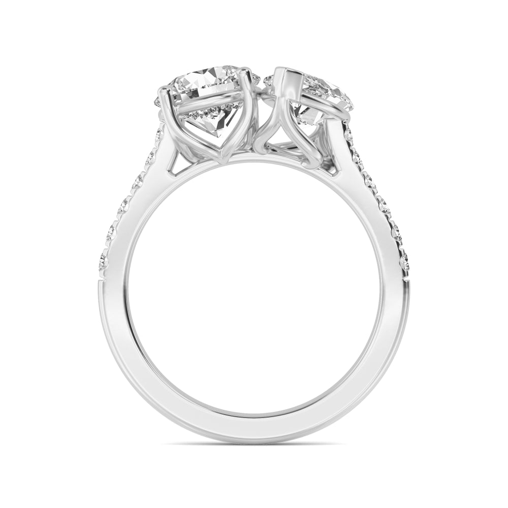 10K White Gold Lab Grown Diamond Toi Et Moi Rings 2 ctw R60374RDMQ-2