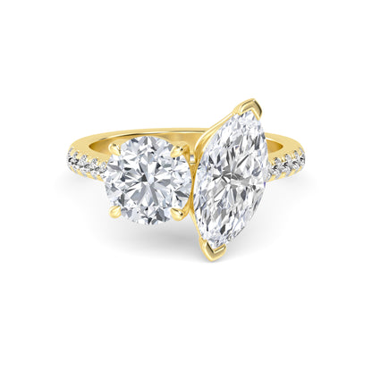 10K Yellow Gold Lab Grown Diamond Toi Et Moi Rings 2 ctw R60374RDMQ-2