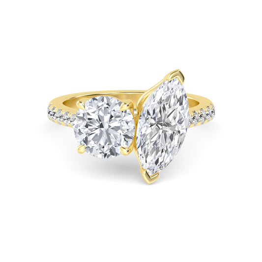 10K Yellow Gold Lab Grown Diamond Toi Et Moi Rings 2 ctw R60374RDMQ-2