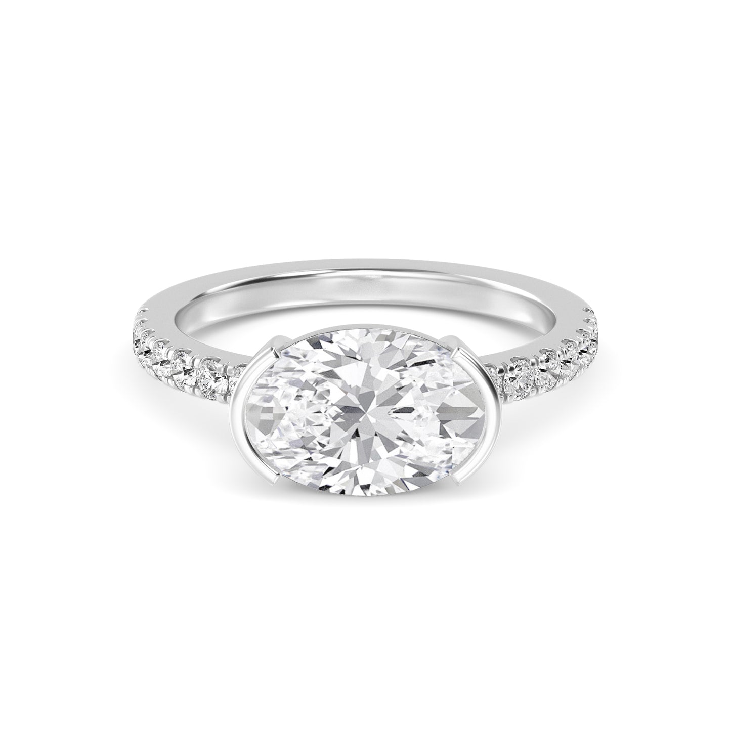 10K White Gold Lab Grown Diamond Engagement Ring 4.29 ctw R60439OV-4