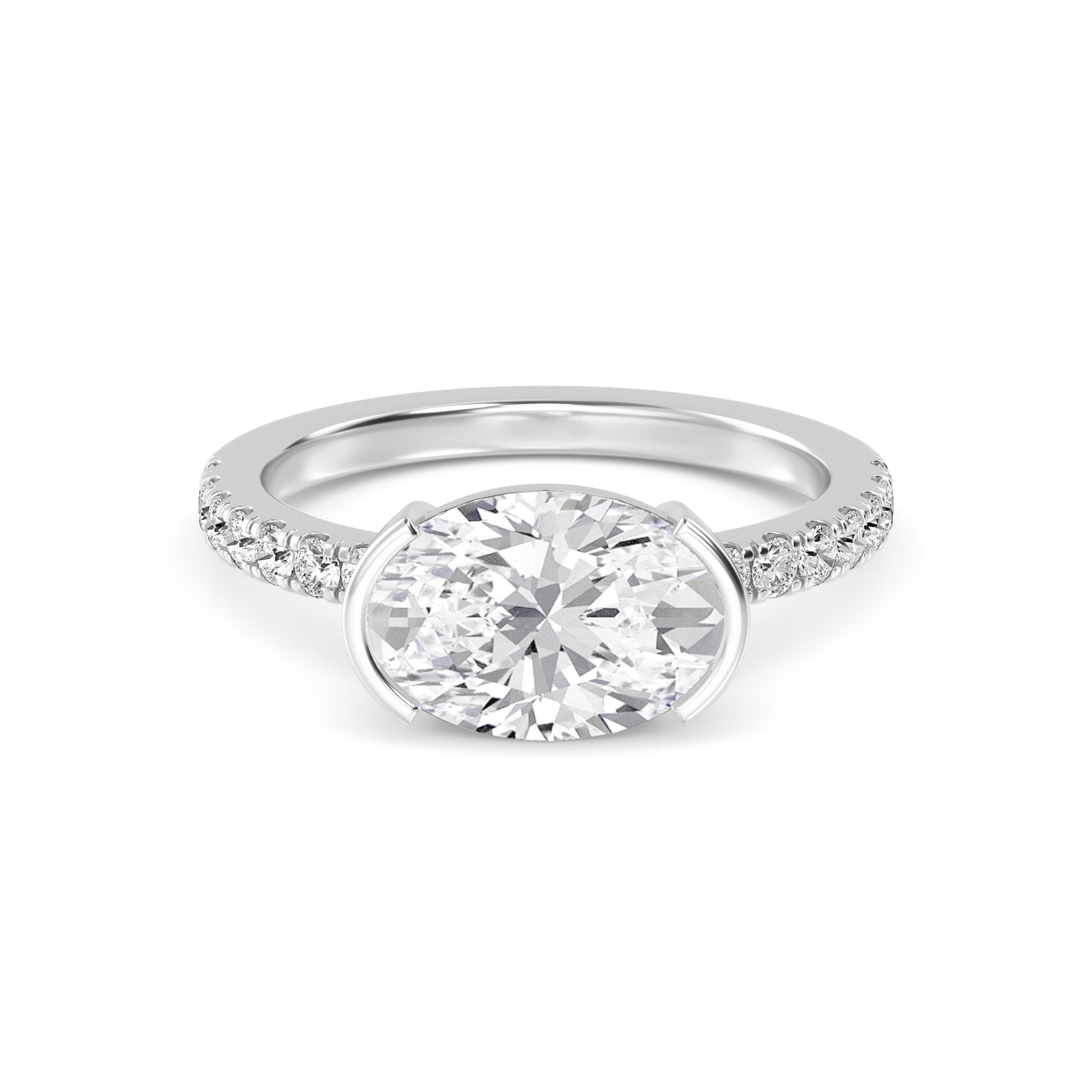 10K White Gold Lab Grown Diamond Engagement Ring 4.29 ctw R60439OV-4