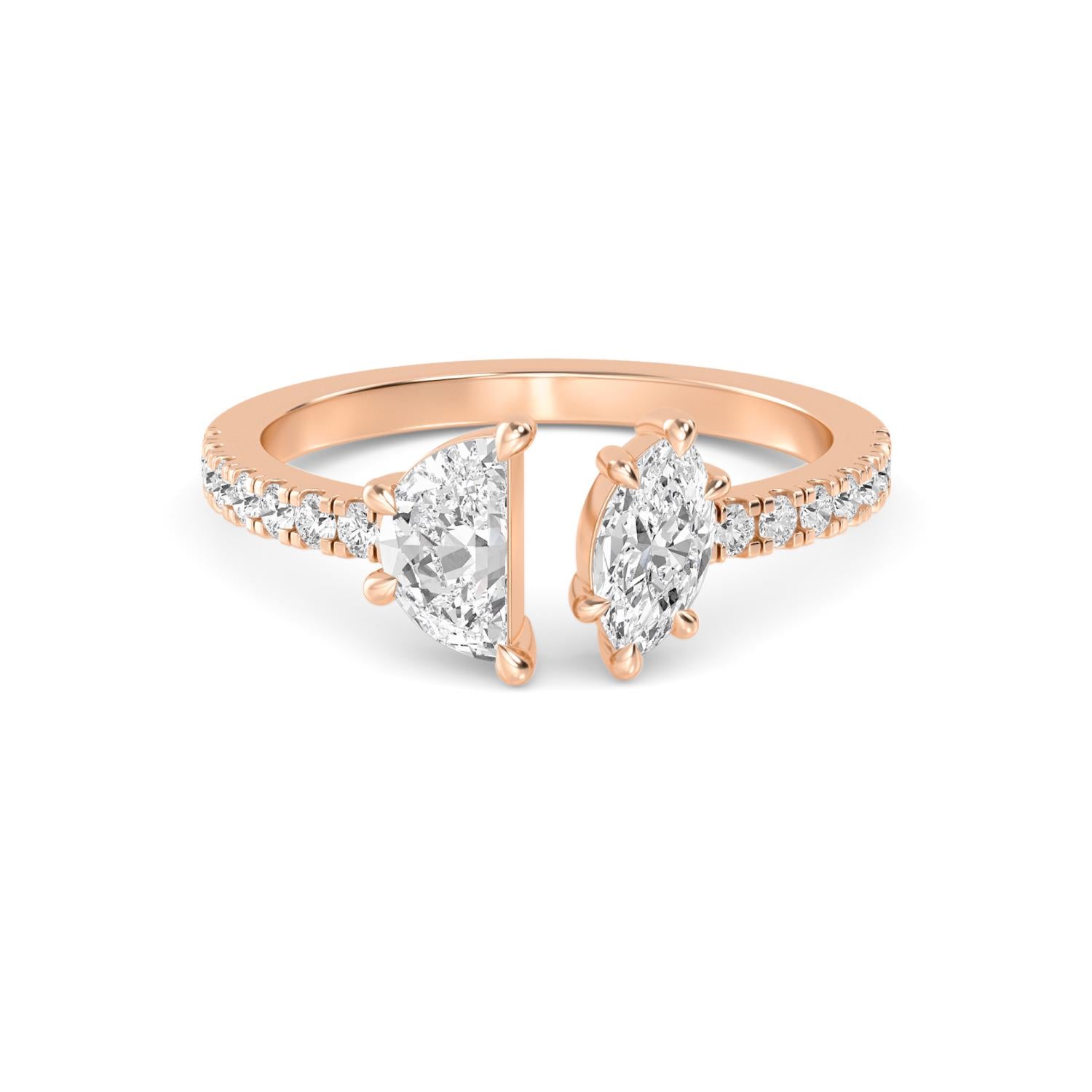 9K Rose Gold Lab Grown Diamond RING 0.87 ctw R60566FS-0.83CT