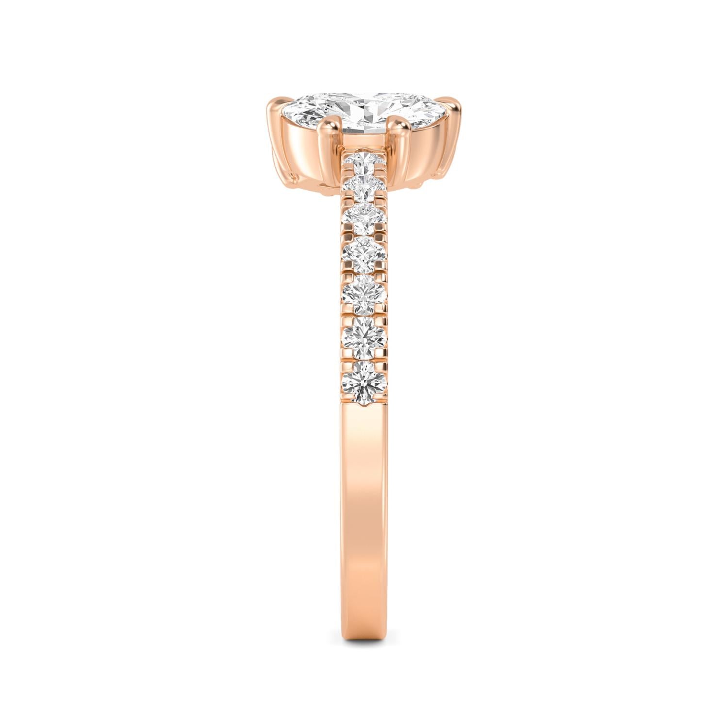 9K Rose Gold Lab Grown Diamond RING 0.87 ctw R60566FS-0.83CT