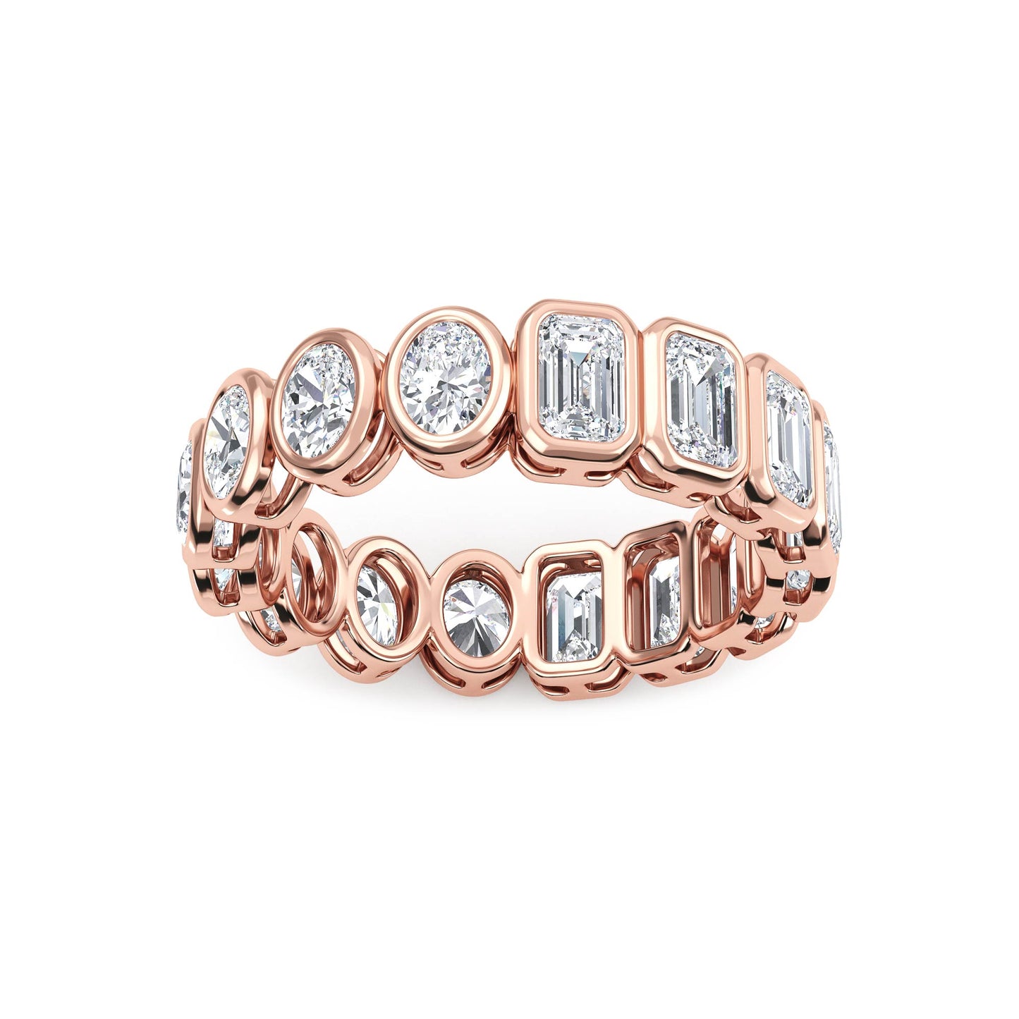9k Rose Gold Lab Grown Diamond Wedding Rings 2.99 ctw R61038-2.88CTB