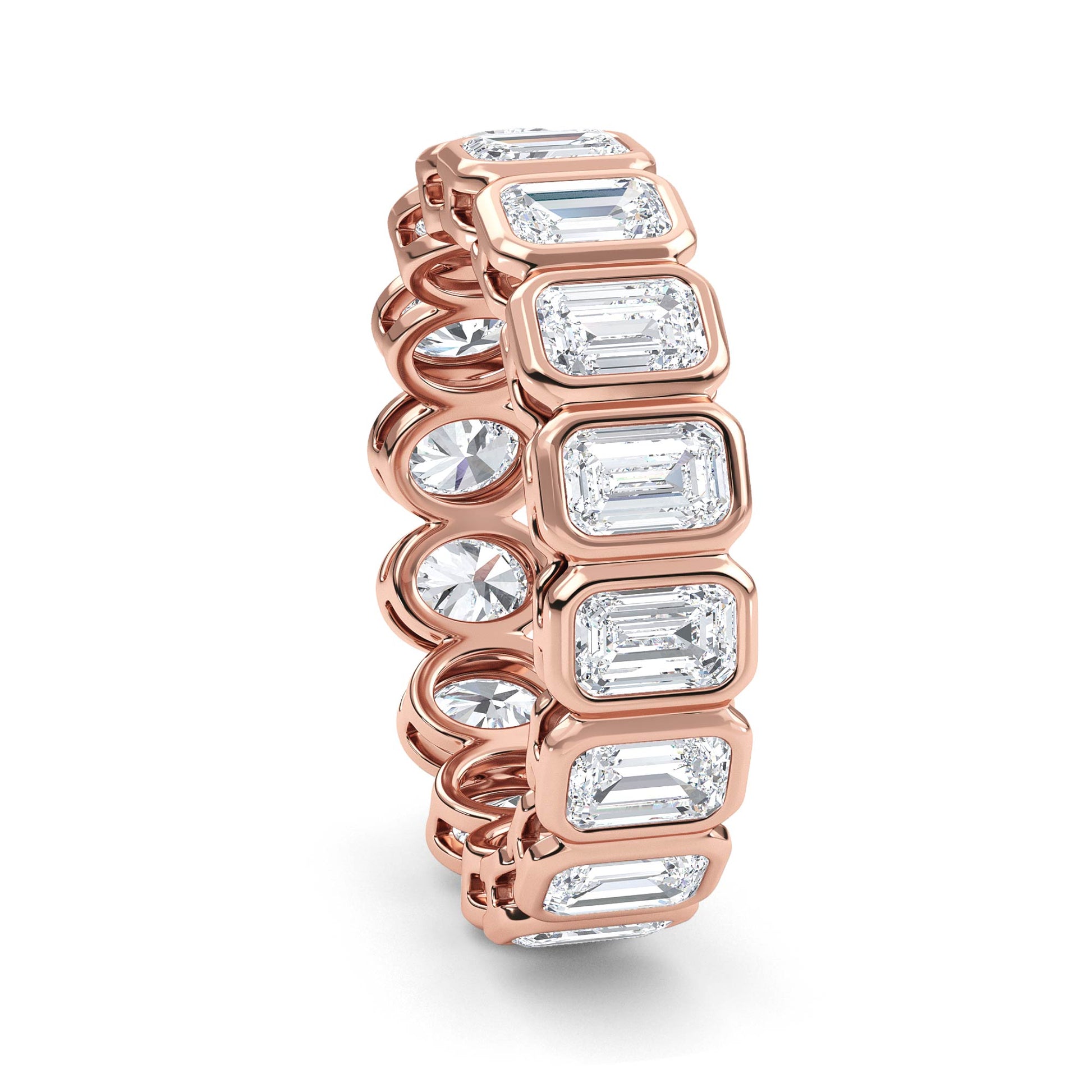 9k Rose Gold Lab Grown Diamond Wedding Rings 2.99 ctw R61038-2.88CTB