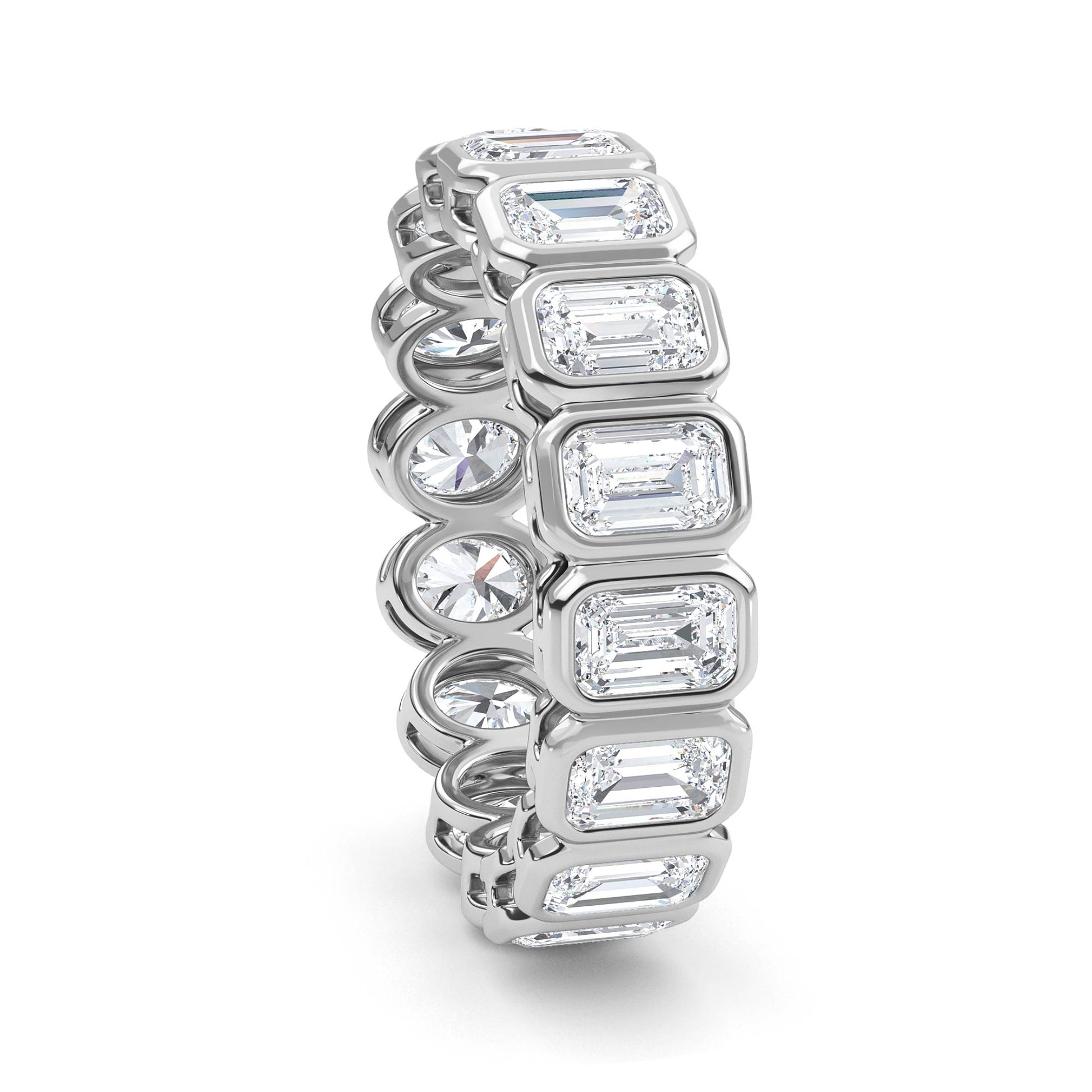9k White Gold Lab Grown Diamond Wedding Rings 2.99 ctw R61038-2.88CTB