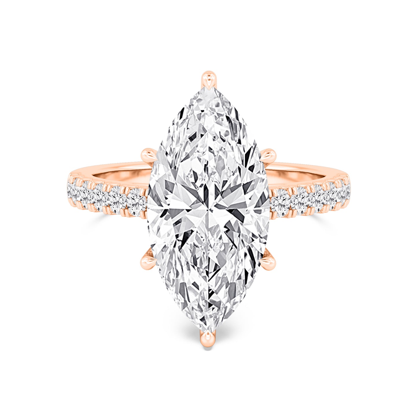 10K Rose Gold Lab Grown Diamond Engagement Ring 5.55 ctw R61185MQ-5.10CT