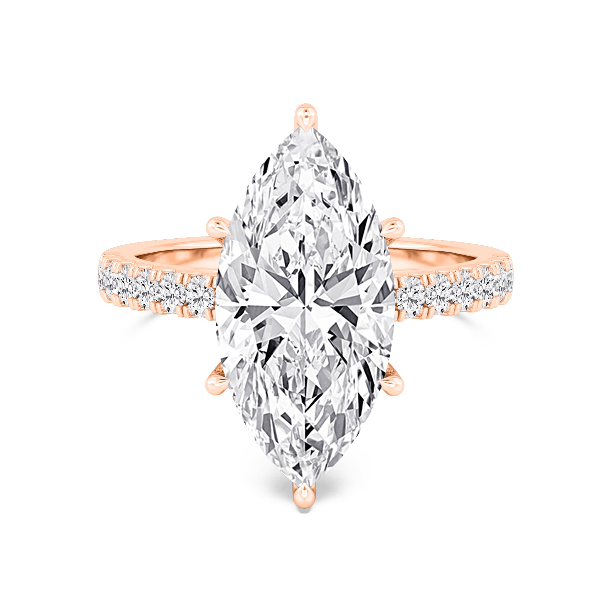10K Rose Gold Lab Grown Diamond Engagement Ring 5.55 ctw R61185MQ-5.10CT