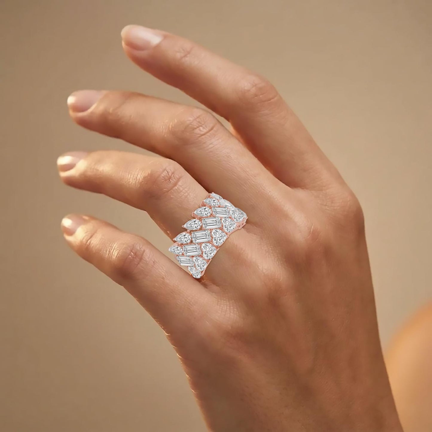 9K Rose Gold Lab Grown Diamond RING 6.43 ctw R62446-6.20CT