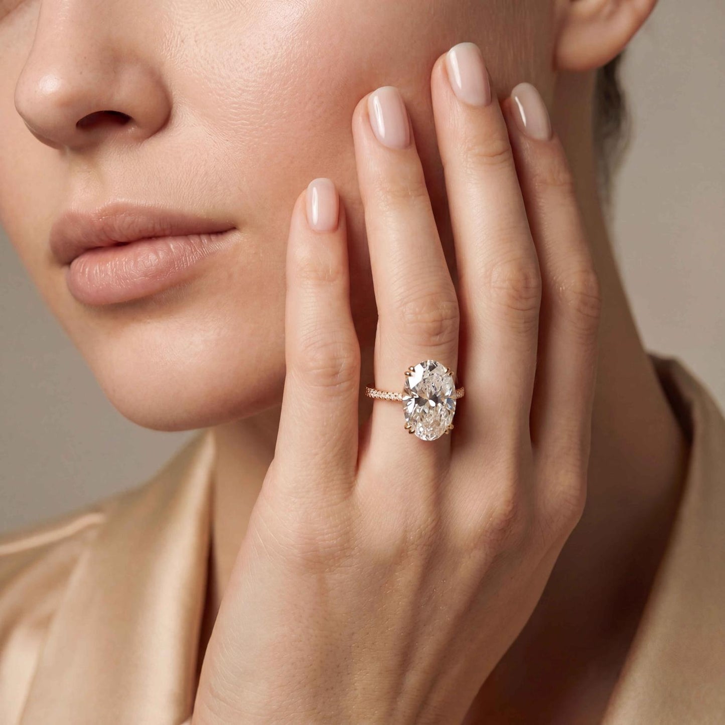 10K Rose Gold Lab Grown Diamond ENGAGEMENT RINGS 7.40 ctw R62982OV-7.15CT