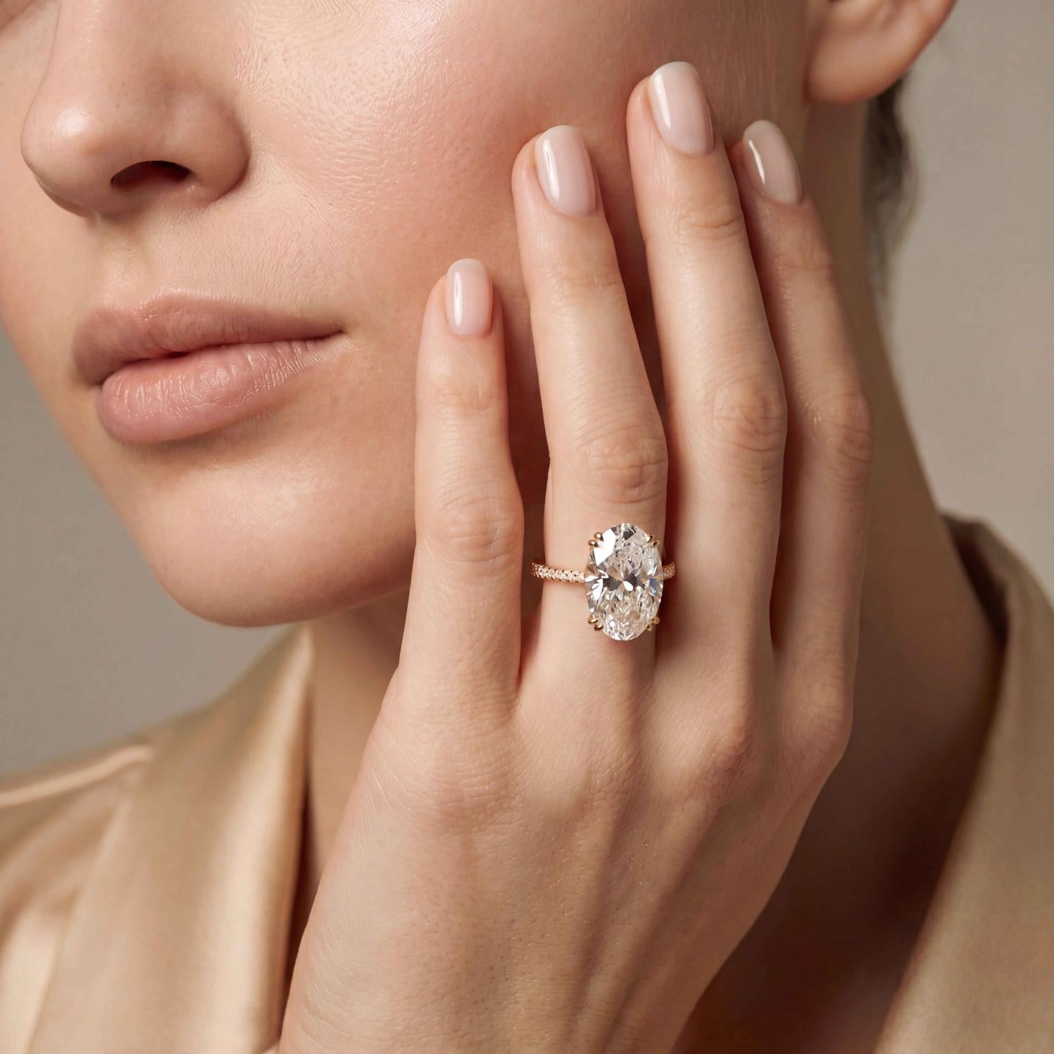 10K Rose Gold Lab Grown Diamond ENGAGEMENT RINGS 7.40 ctw R62982OV-7.15CT