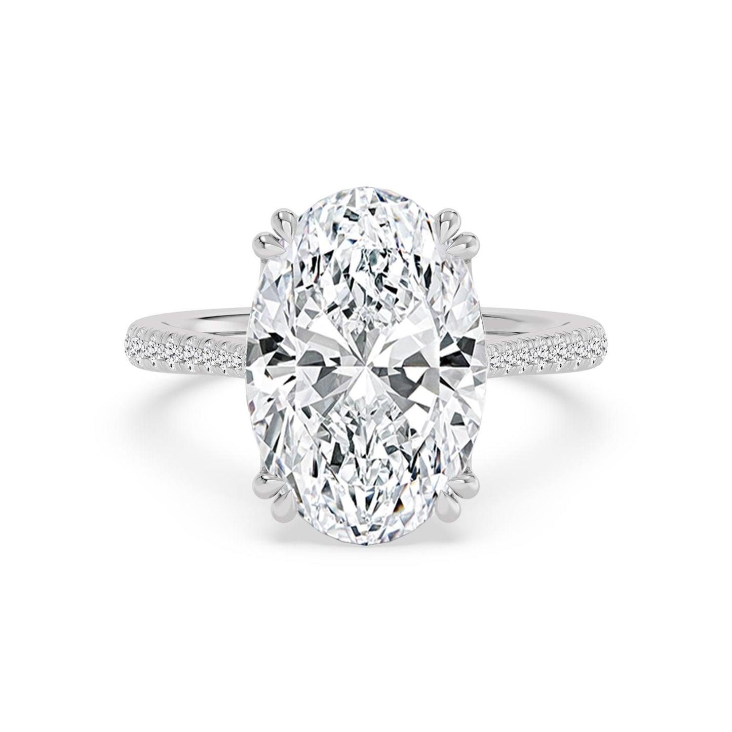10K White Gold Lab Grown Diamond ENGAGEMENT RINGS 7.40 ctw R62982OV-7.15CT