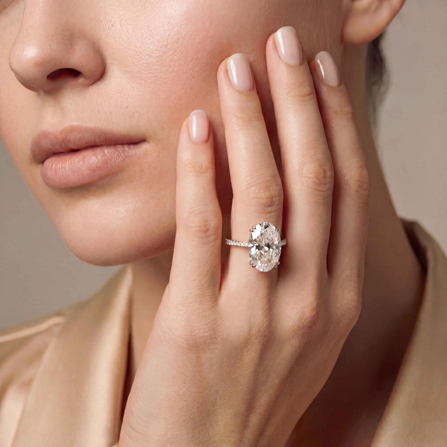 10K White Gold Lab Grown Diamond ENGAGEMENT RINGS 7.40 ctw R62982OV-7.15CT