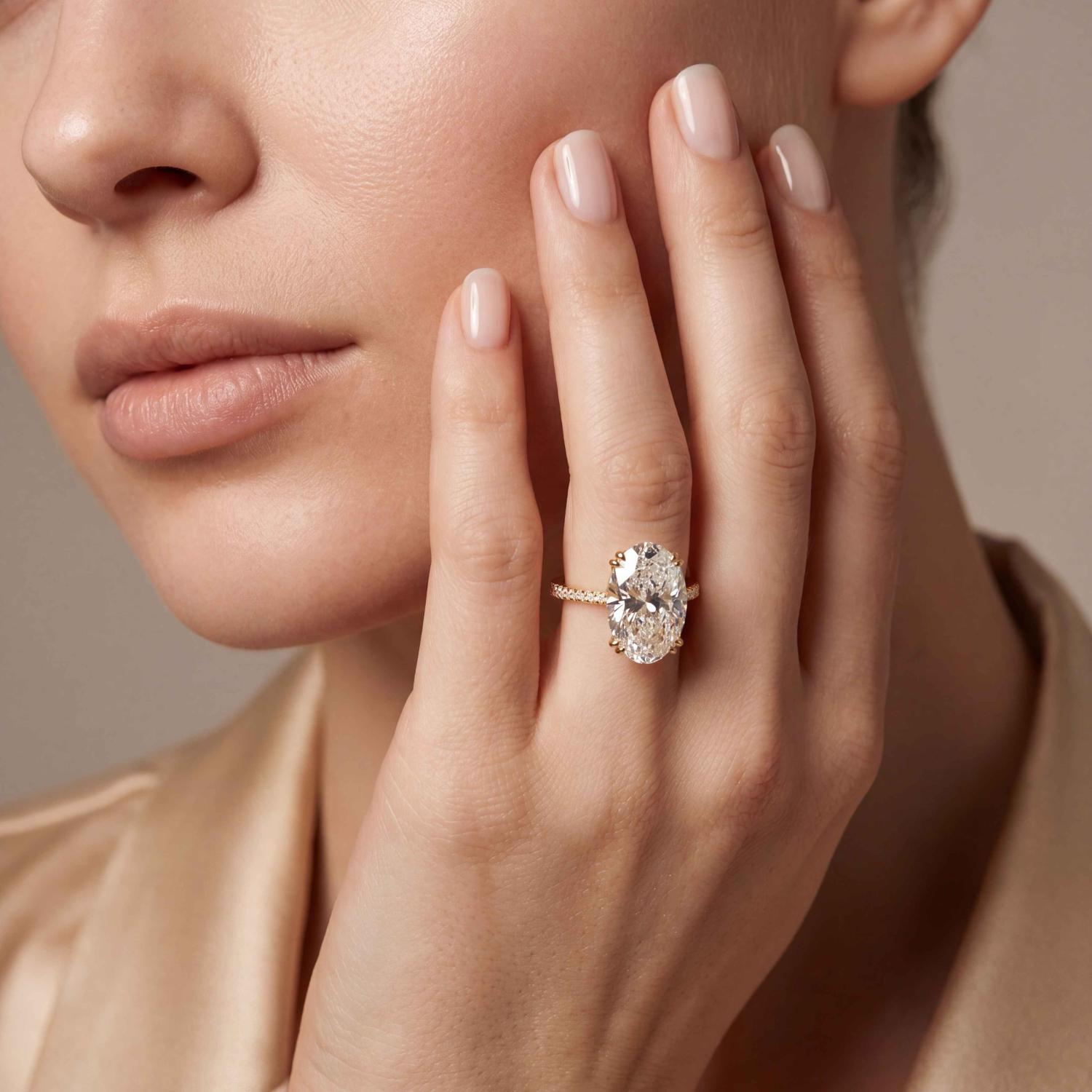10K Yellow Gold Lab Grown Diamond ENGAGEMENT RINGS 7.40 ctw R62982OV-7.15CT