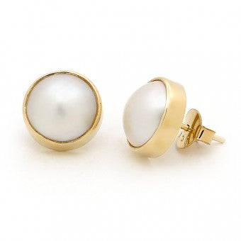 9ct Gold & Mabe Pearl Earrings