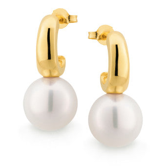 9ct Gold & Pearl Drop Earrings