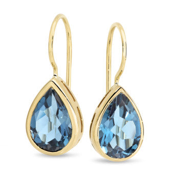 9ct Gold London Blue Topaz Earrings