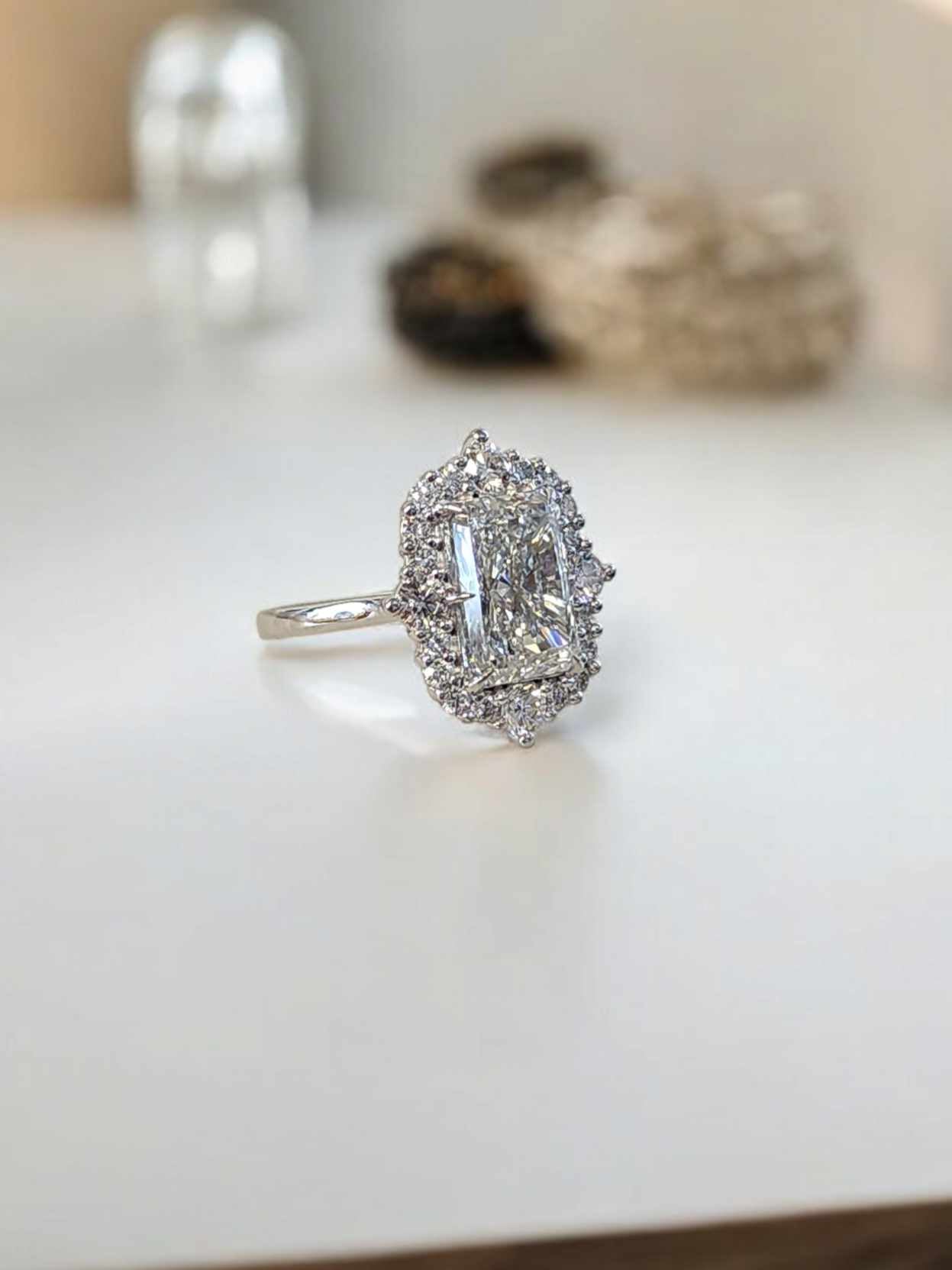 Radiant Cut Diamond Engagement Ring Art Deco